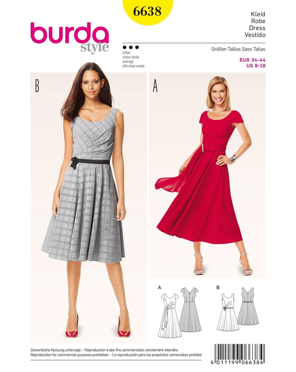 Amazon.com: Burda Misses' Pleated Evening Dress Sewing Pattern 6638 : Arts,  Crafts & Sewing