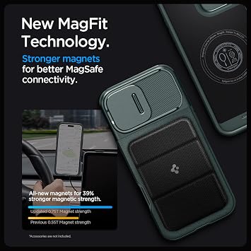 Spigen iPhone 16 Pro ile Uyumlu Kamera Korumalı MagSafe Kılıf Optik Armor Hava Kanalı Teknolojisi™ Askeri Sınıf Koruma MagFit Abyss Green Dokulu Yüzey Kapak - ACS08150