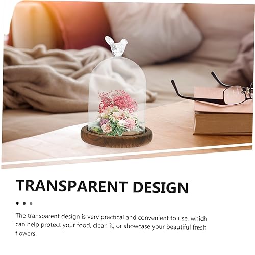 Miniatura 5 de Tarro de campana de cristal Cloche cubierta de pastel de vidrio con base de madera, vitrina decorativa de mesa para plantas, flores, suculentas,