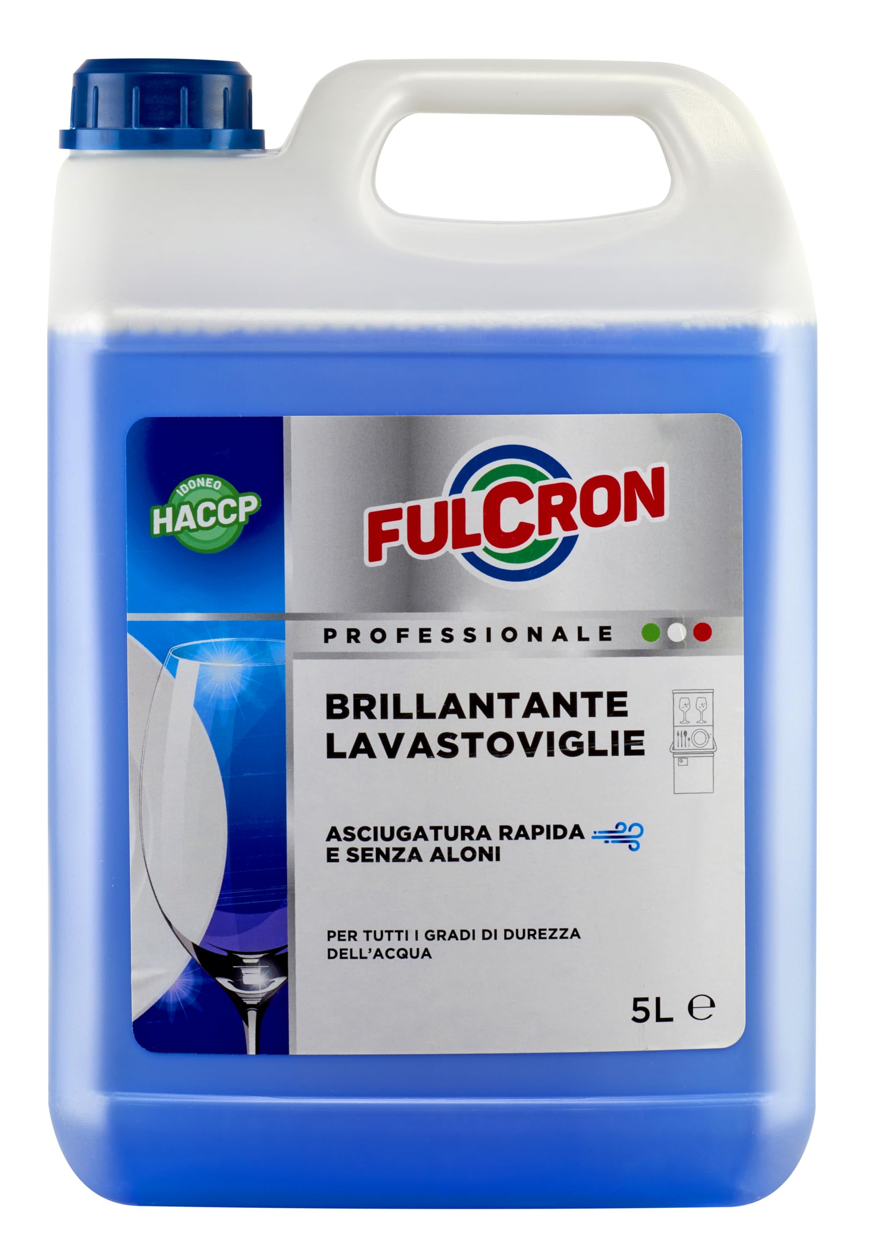 FULCRON Brillantante Lavastoviglie, Additivo Acido Concentrato, Assicura Un'Asciugatura Rapida e Senza Aloni, 5 L, Liquido