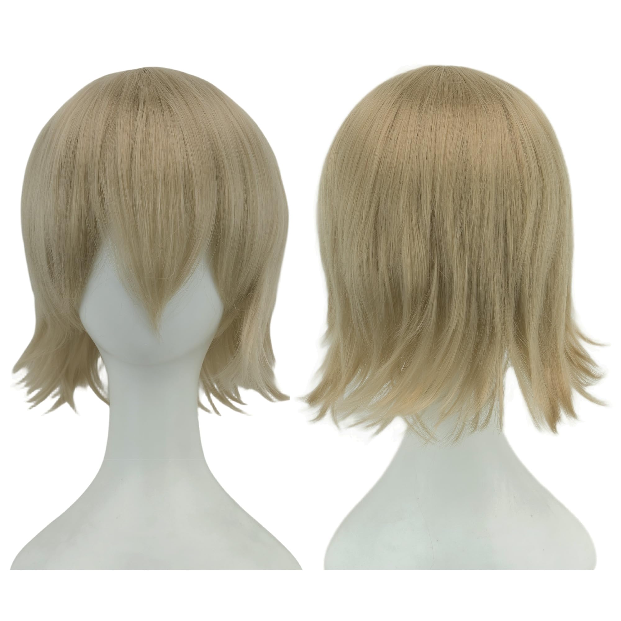 IMISSU 12Inches Unisex Short Hair Party BOB Wig with Bangs Halloween Costume Wigs (Ash Linen)