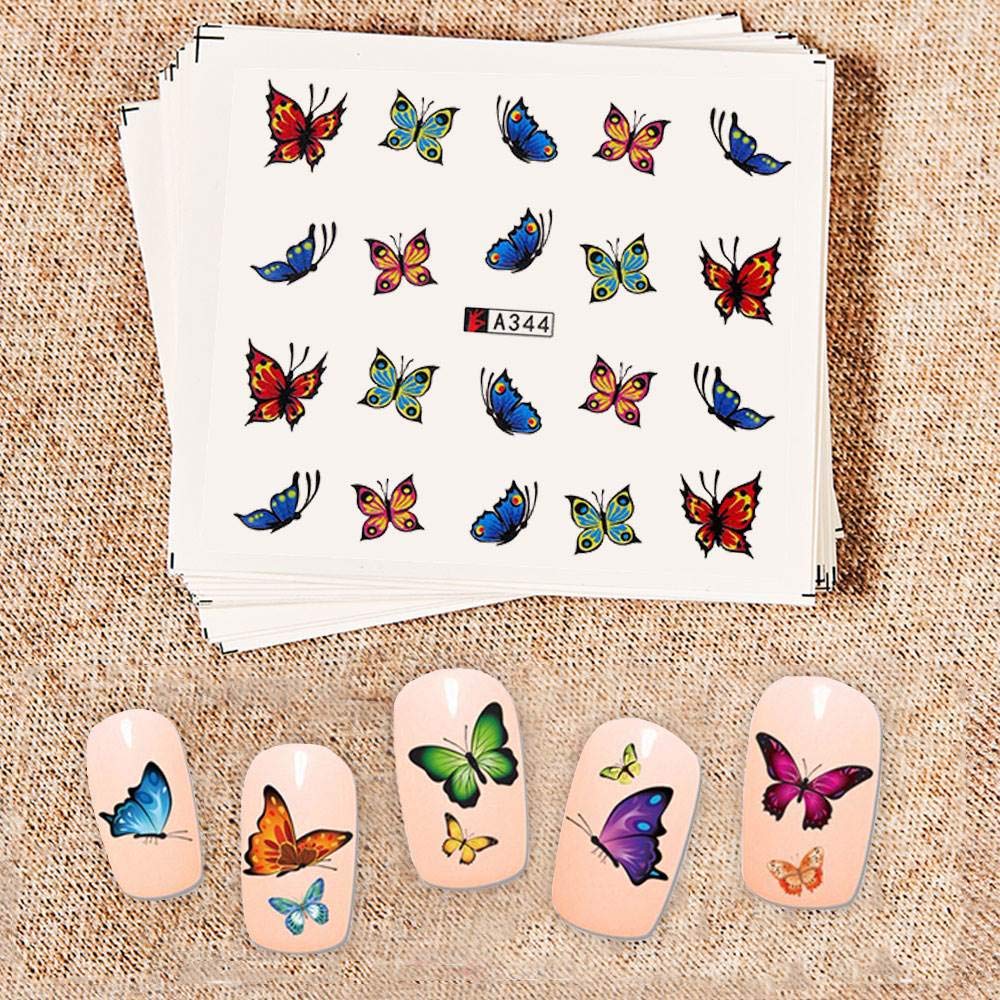 12 Sheets Butterfly Nail Art Sticker Decals Nail Foil Accessories Decorations Nail Stickers for Women Girls Kids 200+ Patterns Colorful Butteries : Beauty & Personal Care