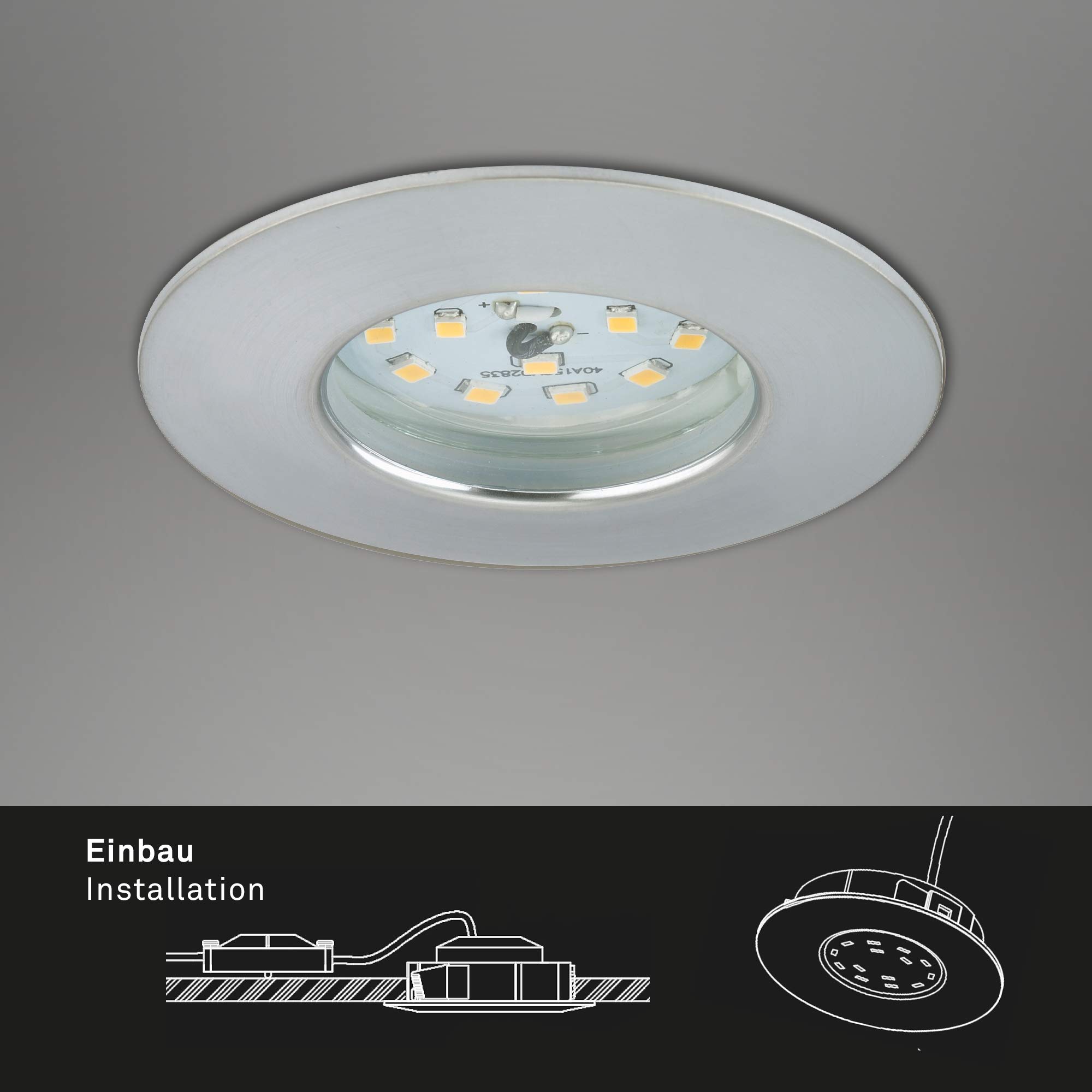 Briloner Leuchten Luminaires encastrés LED lot de 3 plafonniers 5W 400lm 3000K IP44 aluminium 75x28mm
