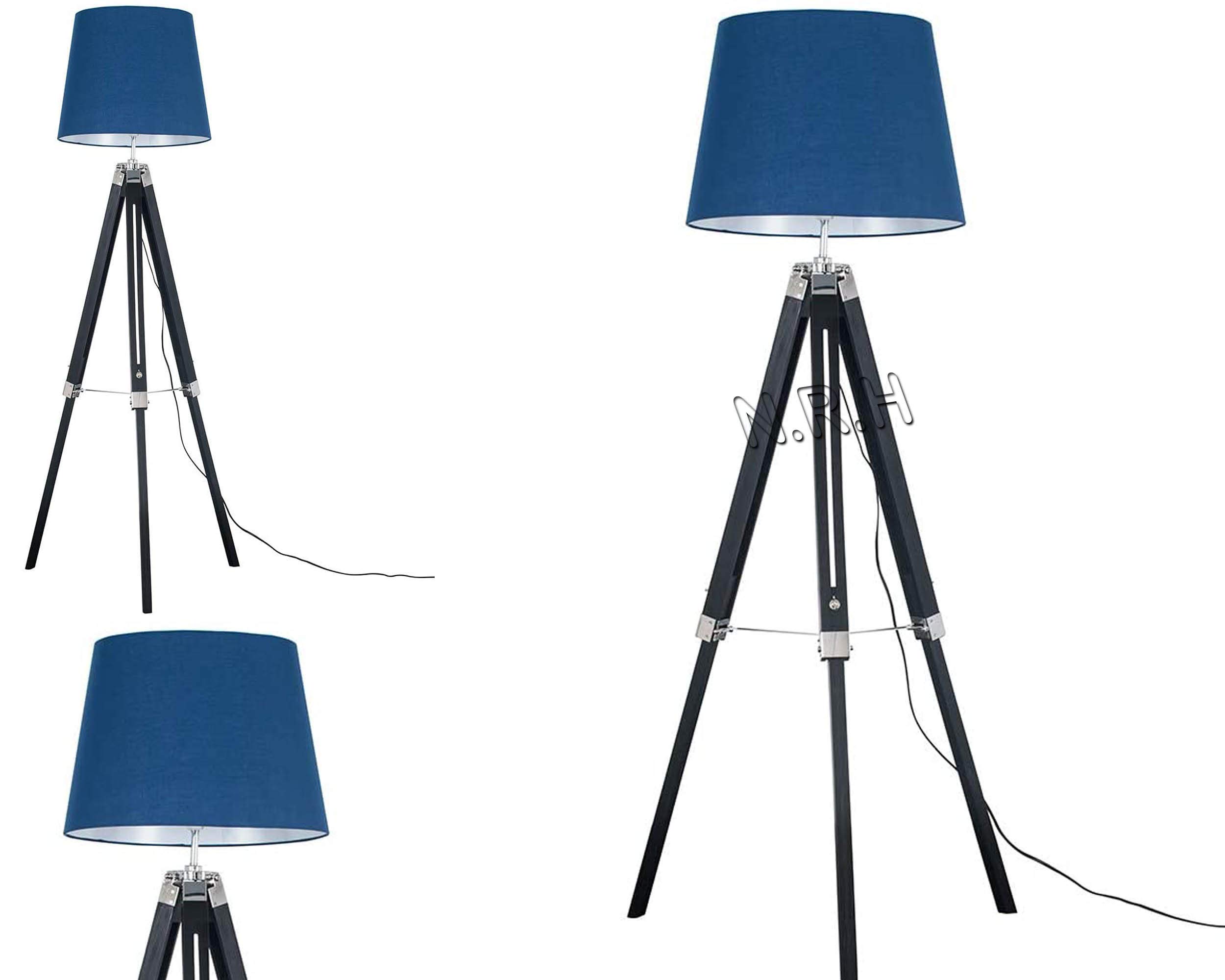 Lampadaire trépied en bois, Lampe sur Pied de Lecture (sans abat-jour) 127 cm