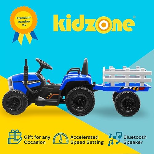 Miniatura 2 de Kidzone Versión Premium de 12V 7AH con neumáticos EVA con banda de rodadura, motores duales de 35W, potencia de impulso, control remoto, tractor