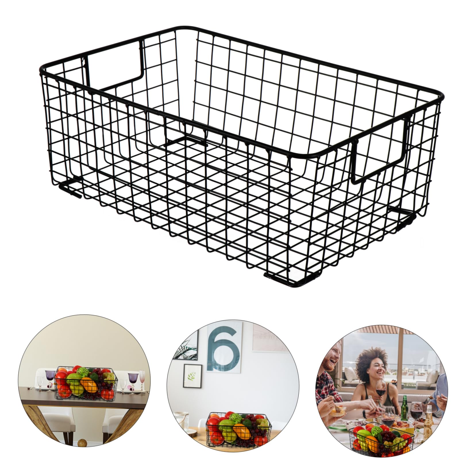 Cesto in Ferro Nero Design Semplice e Artigianato Delicato Porta Frutta e Snack per Organizzazione Cucina e Regalo Housewarming