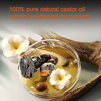 100% Pure Natural Castor Oil Organic Cold Pressed Rich Hydration for Dry Hair, Eyelashes, Eyebrows, Skin, Scalp, Nails and body care Essential Oil Unrefined Hexane-Free (100ml/3.38oz)