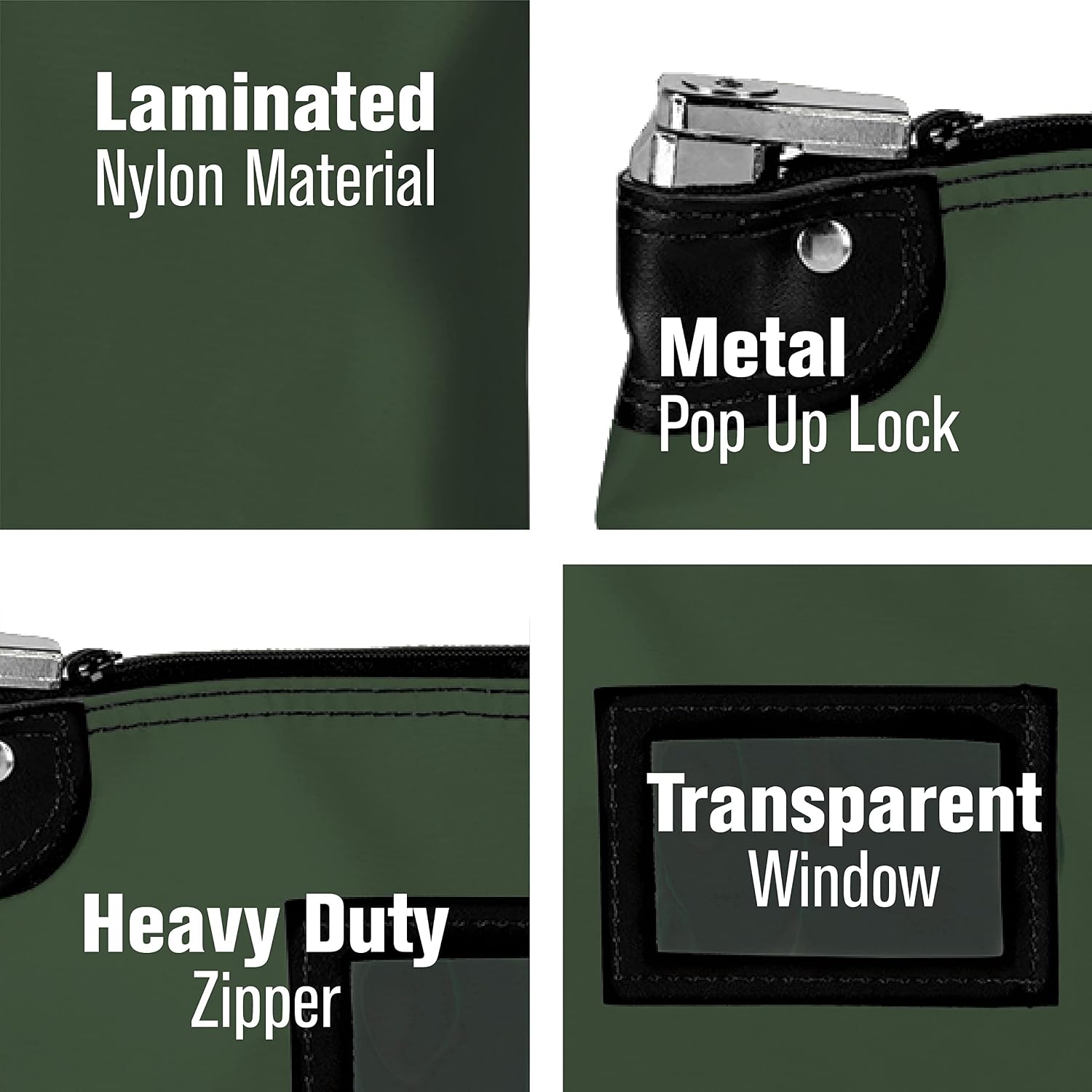 BankSupplies Laminated Nylon Locking Deposit Bags Forest Green 15 Inches W by 11 Inches H Security Bank Cash Bag Heavy-Duty Construction for Coin Currency Checks and Documents
