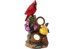 TERESA'S COLLECTIONS Birds Garden Statues with Solar Outdoor Lights, Cardinals Figurine for...
