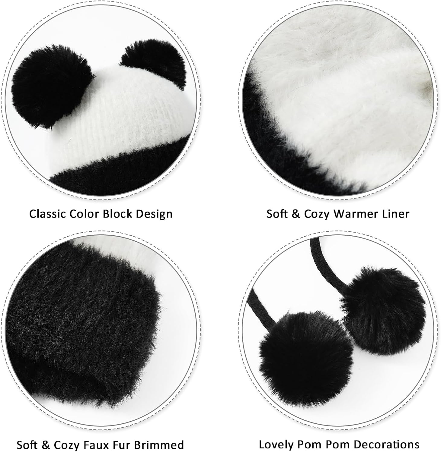 DOCILA Winter Beanie Hat for Women Warm Fleece Lined Pom Knit Earflap Hats Cute Outdoor Snow Ski Skull Cap - Image 4