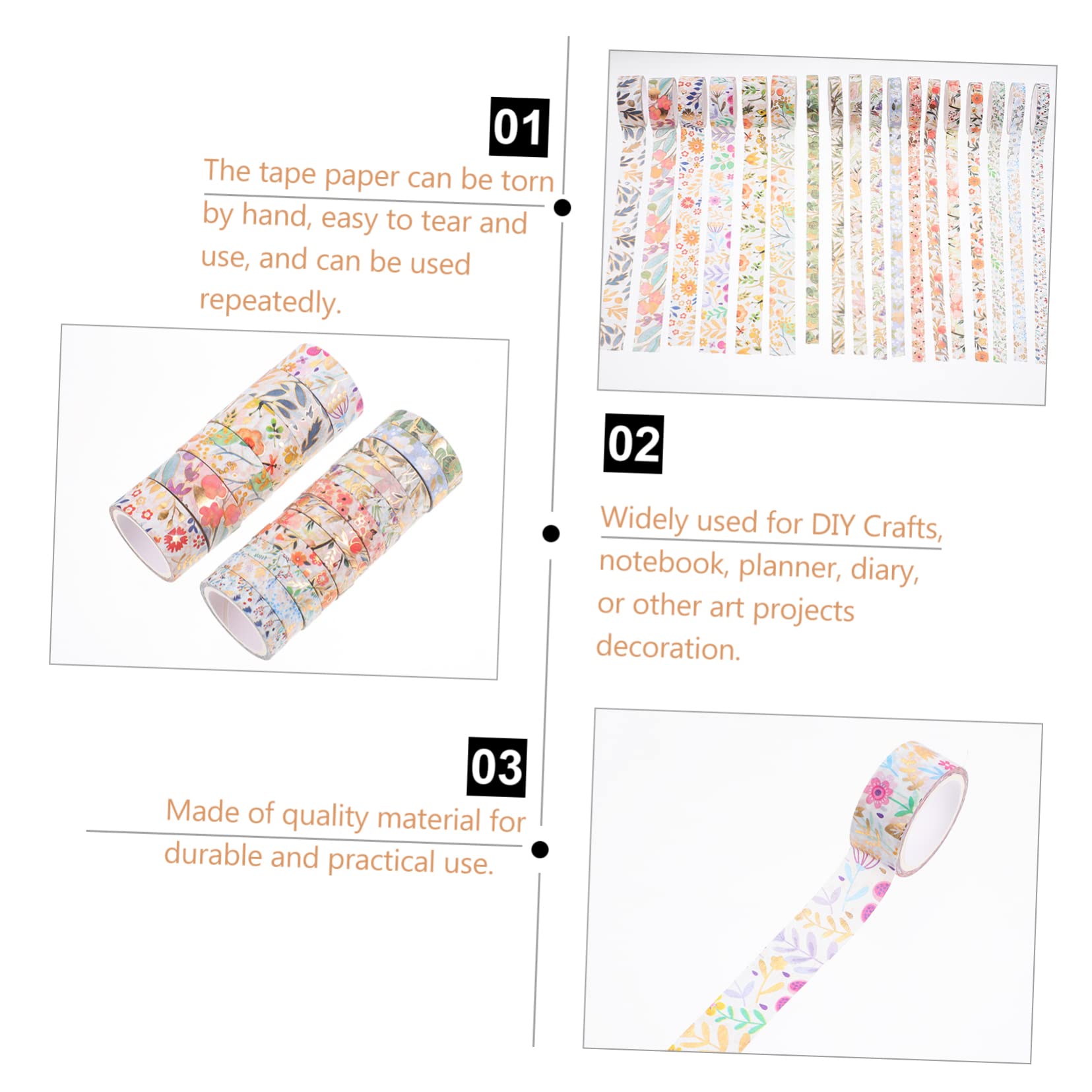 3 Sätze Washi Tape Dekoratives Klebeband Mit Hot Stamping Für Scrapbooking Und Diy Projekte Für Bastelenthusiasten 18 Rollen * 3