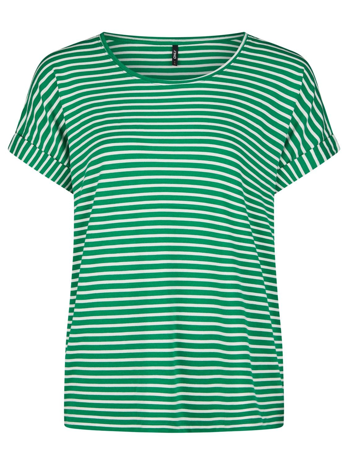 Only Moster Lot de 2 t-shirts à col rond et manches courtes pour femme Coupe droite Rayures bleues Rose Vert Noir XS S M L XL XXL