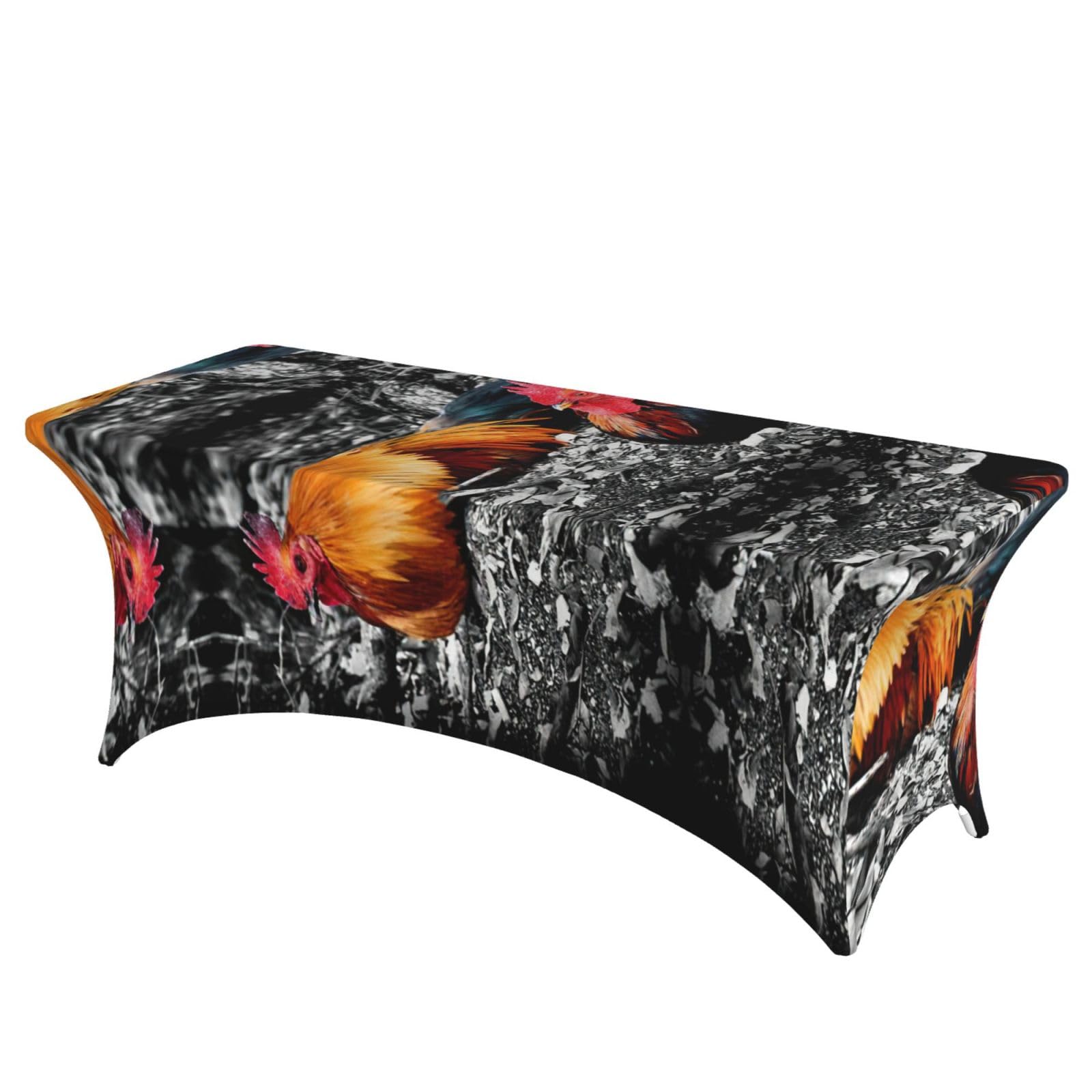 Nappe pour mariage et fête imprimé coq nappe stretch buffet 1,8m