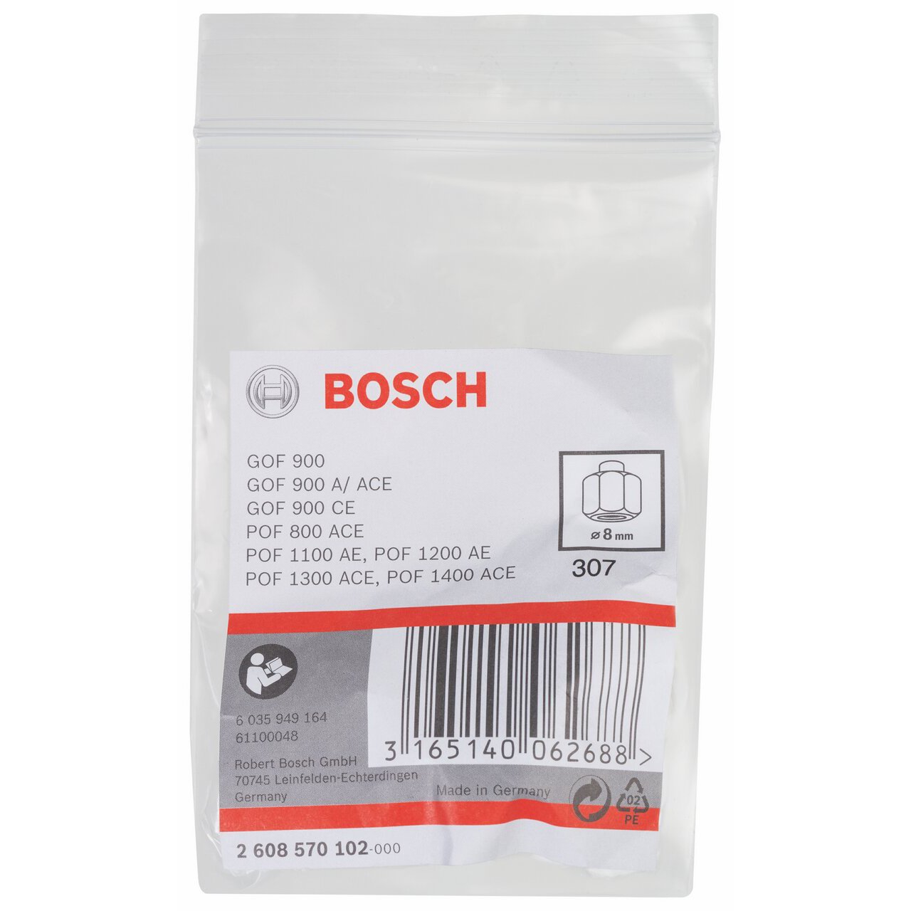 Bosch 2 608 570 102 - Pinza de sujeción - 8 mm, 19 mm (pack de 1)
