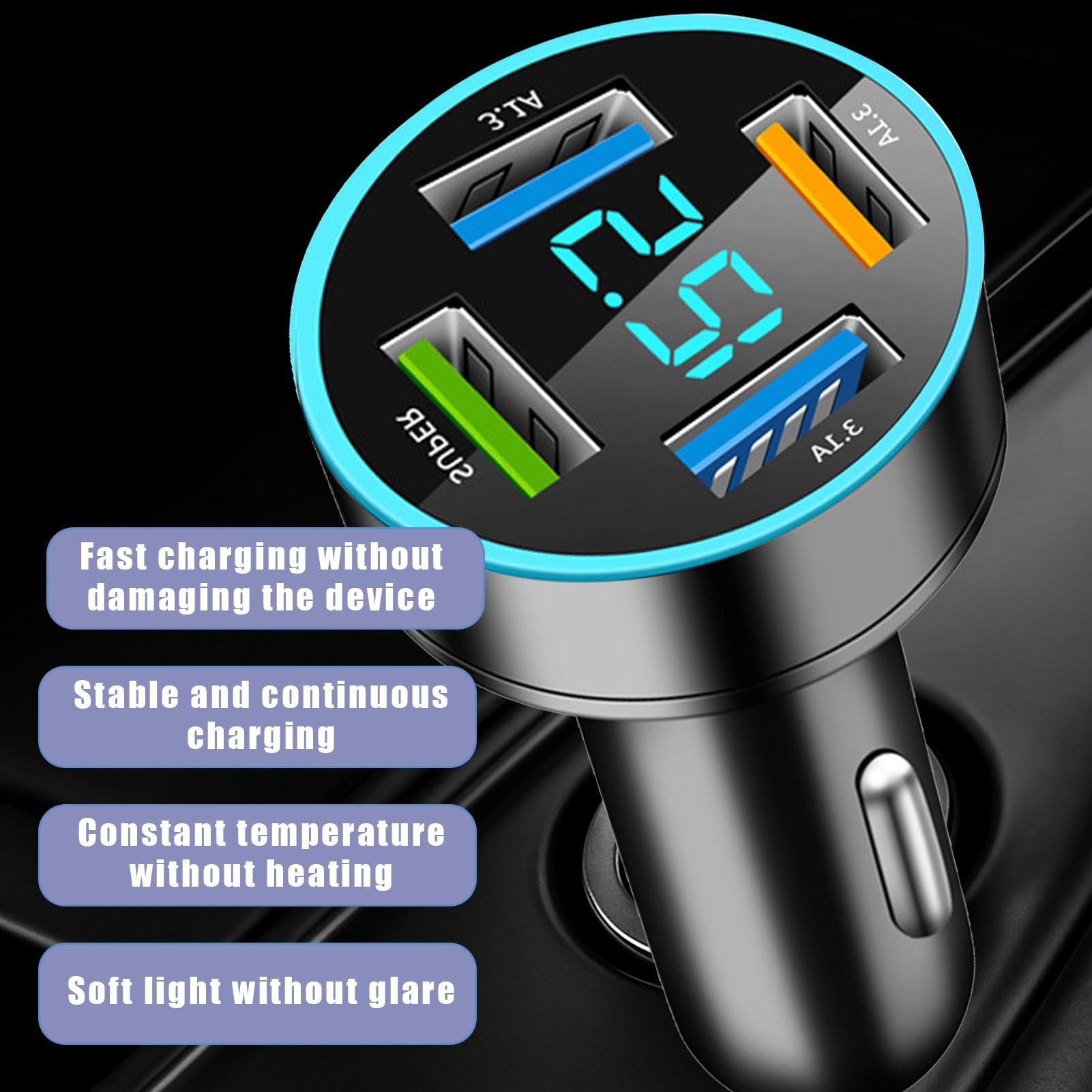 Caricabatteria Auto Retrattile 4 In 1 – Ricarica Rapida 120W, Cavo USB-C E IPhone – Ruota Di 180 Gradi Portatarga Auto Anteriore - Foto 5