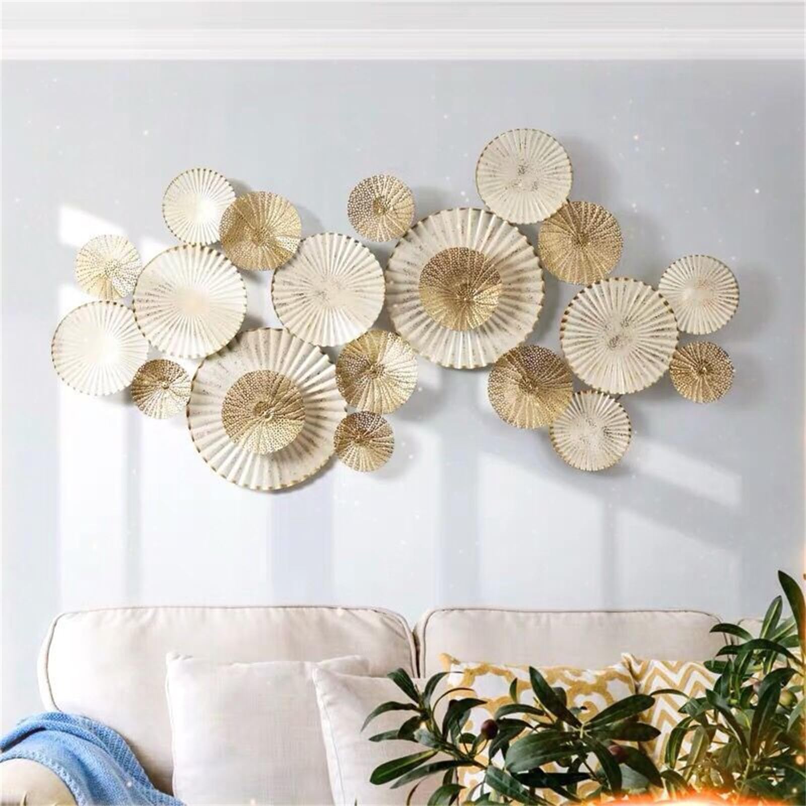 Décoration murale en métal feuille de lotus | Éveillez l'élégance chez vous