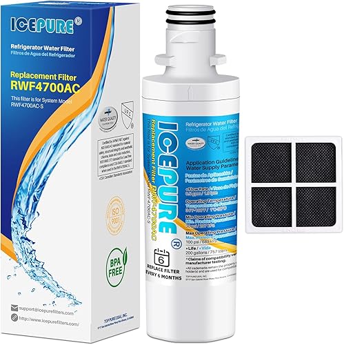 Miniatura 8 de ICEPURE Reemplazo ADQ747935 para LG LT1000P MDJ64844601, Kenmore Elite 9980, LT1000PPCPCS, LT1000, ADQ74793501 ADQ74793502 ADQ74793504 Agua del