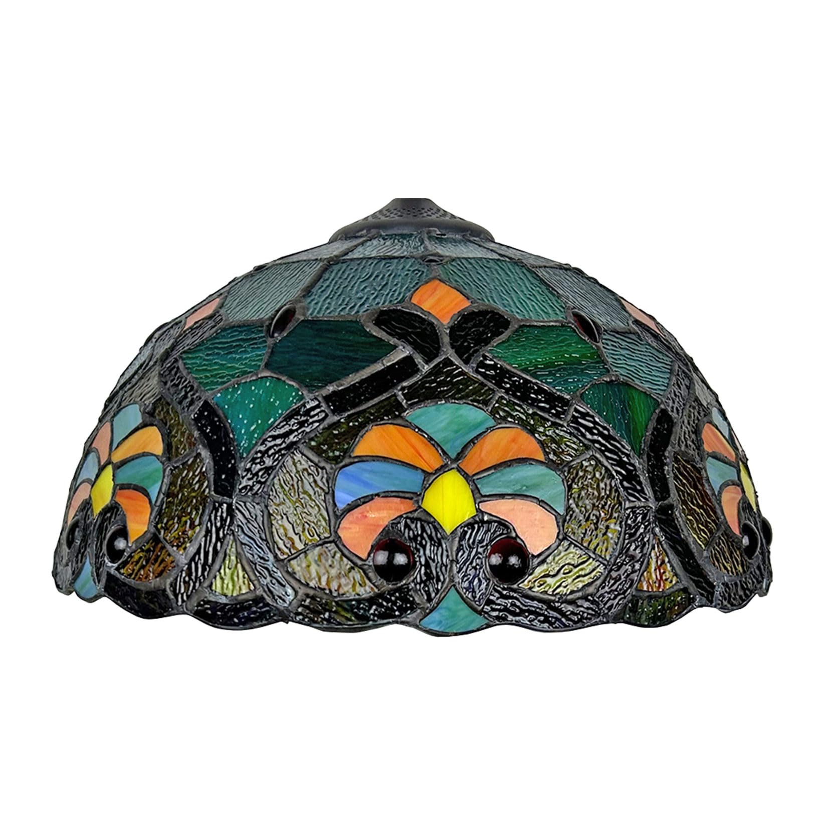 SaryEdge Baroque Tiffany Lamp Shade Replacement, Only 16X9 Inch Stained Glass Lampshades, Suitable for Table Lamp Floor Lamp Hanging Pendant lamp Ceiling Light,Amber，Blue，Blue