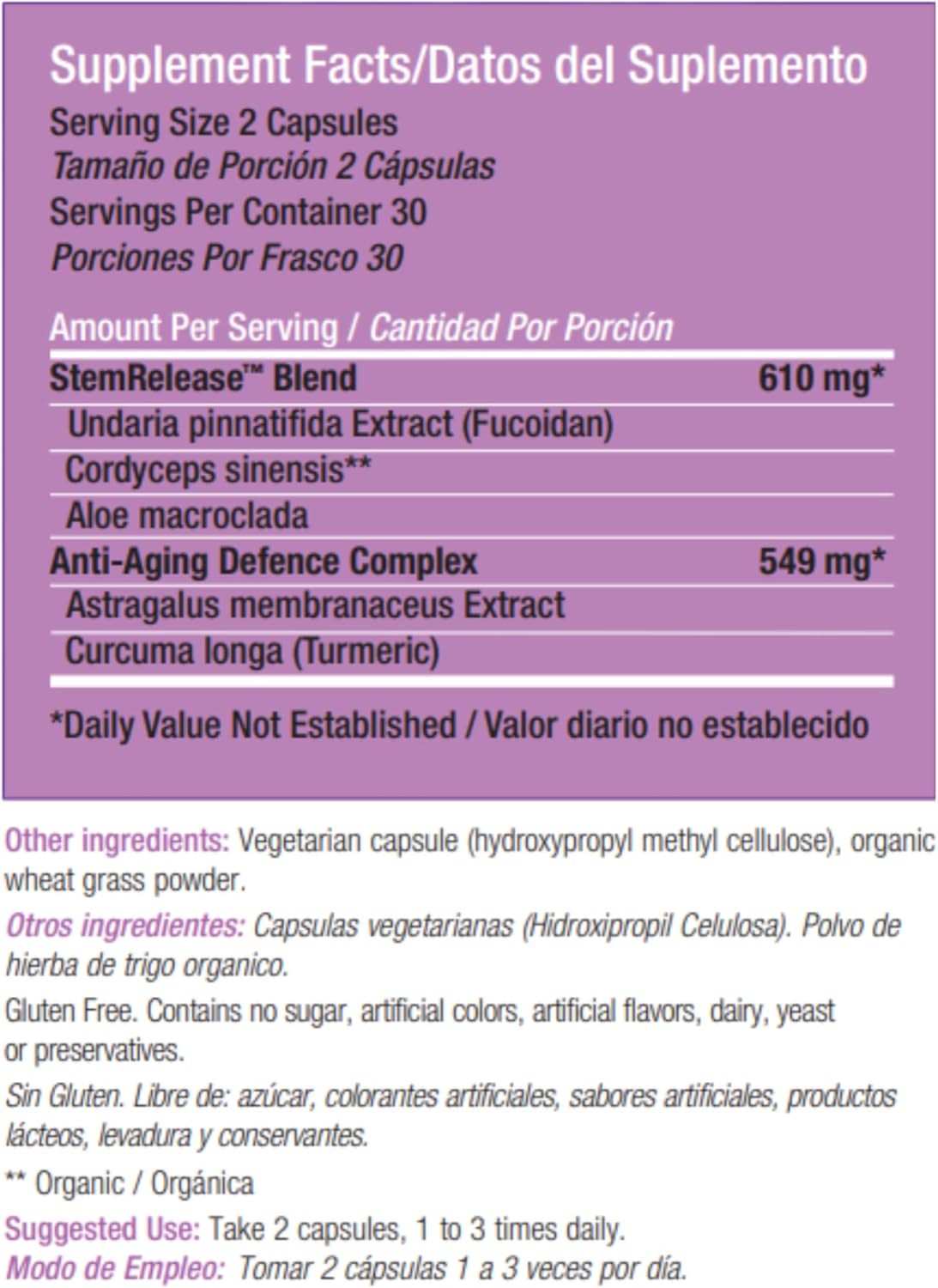 Stemrelease3™ Cutting-Edge Stem Cell Nutrition for Natural Renewal and Youthful Vitality, Exclusive Blend for Enhanced Telomere Health 60 Capsules - Image 4