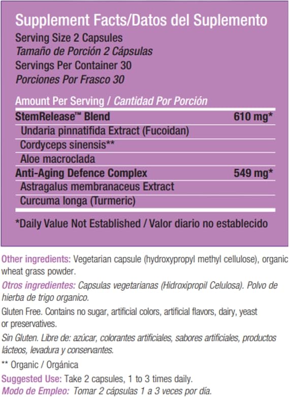 Stemrelease3TM Cutting-Edge Stem Cell Nutrition for Natural Renewal and Youthful Vitality, Exclusive Blend for Enhanced Telomere Health 60 Capsules (6 Pack)