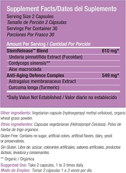 Stemrelease3TM Cutting-Edge Stem Cell Nutrition for Natural Renewal and Youthful Vitality, Exclusive Blend for Enhanced Telomere Health 60 Capsules (6 Pack)