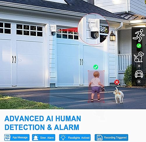 Miniatura 3 de Cámaras PTZ CKK de 3 MP, sistema de cámara de seguridad inalámbrica de 4 piezas para exteriores con disco duro de 1 TB, sistema NVR de vigilancia