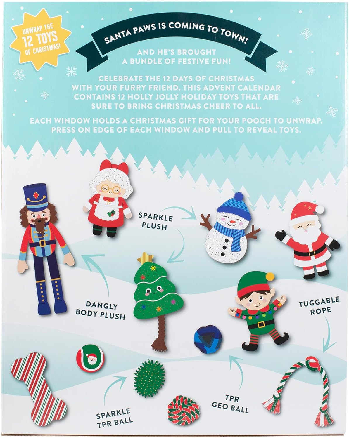 Fringe Studio Advent Calendar Plush Dog Toys, Have Yourself A Furry Little Christmas, 12 Piece Set, PetShop Collection (631019)