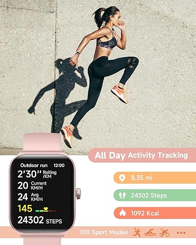 Miniatura 5 de TOOBUR Reloj inteligente para mujer con Alexa integrado, rastreador de actividad física de 1.95 pulgadas con respuesta/hacer llamadas, IP68 Rosa