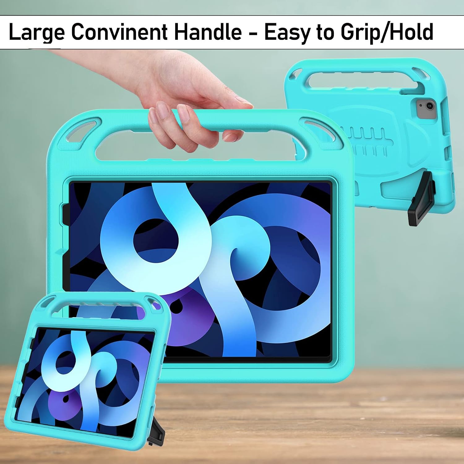 LTROP Case for iPad Air 5th/4th Generation Case(2022/2020), iPad Pro 11 Case 2021/2020/2018, Built-in Screen Protector, Shockproof Handle Stand Kids Case for iPad Air 5/4 10.9” & iPad Pro 11”, Teal