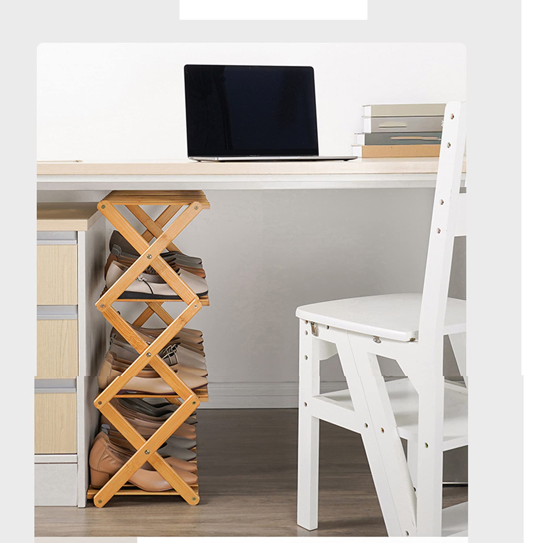 RXZCHH Zapatero Plegable de bambú – Banco de Almacenamiento Que Ahorra Espacio para Entrada, Pasillo, baño y Sala de Estar – Organizador de Zapatos Elegante y eficiente para decoración del hogar