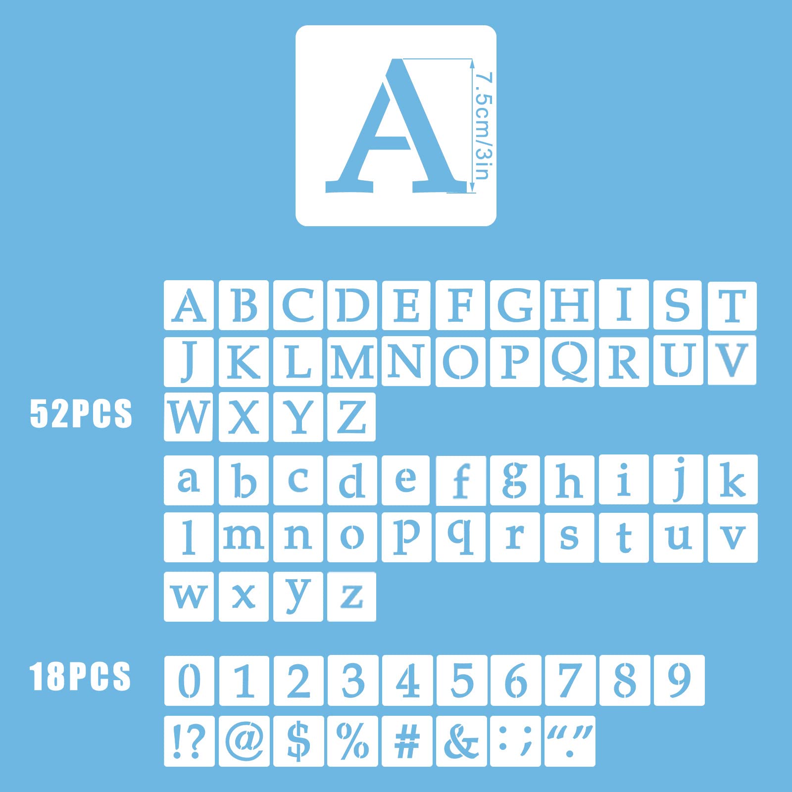 4 Inch Alphabet Letter Stencils For Painting - 70 Pack Letter