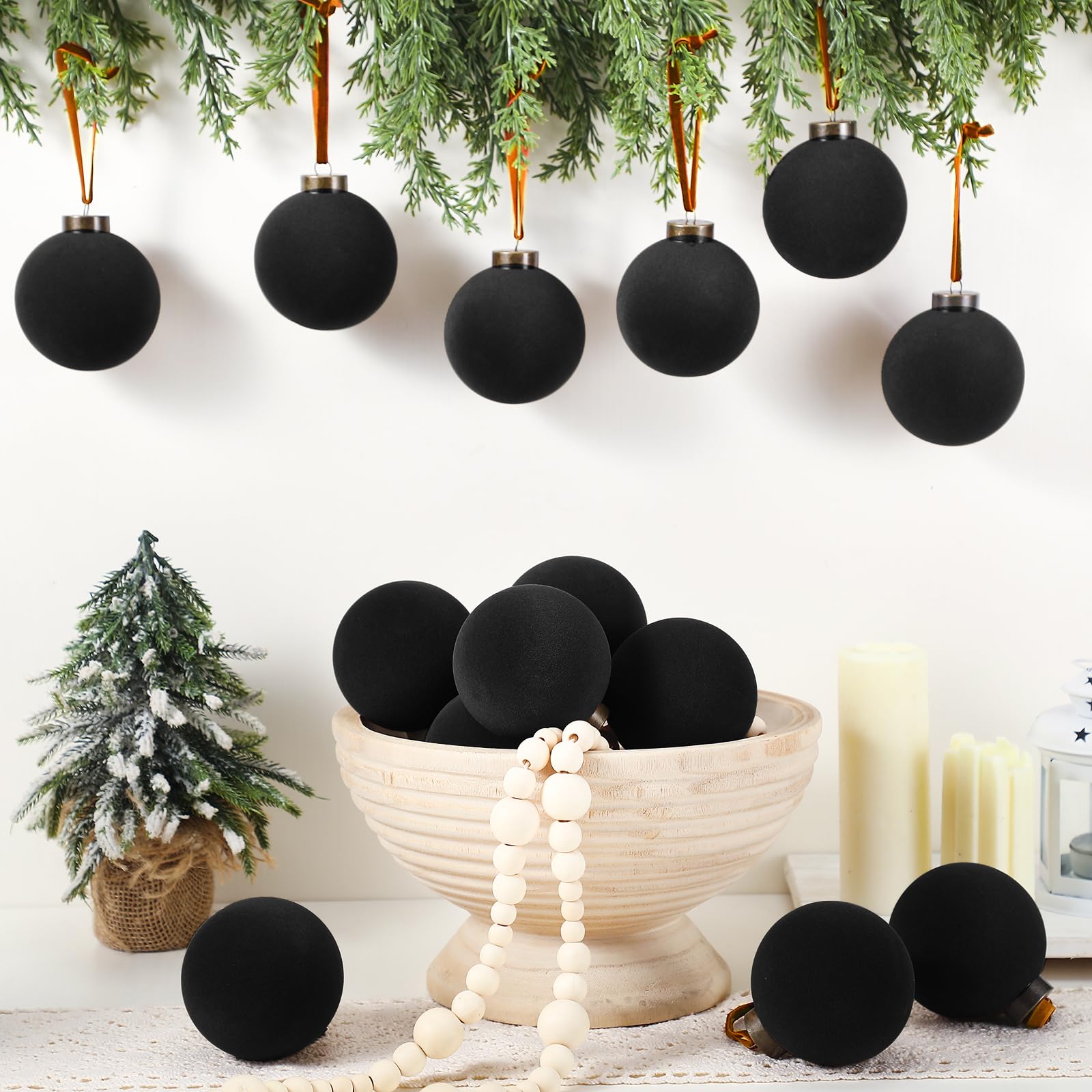 Artmag Set di 16 palline di Natale in velluto da appendere, in
