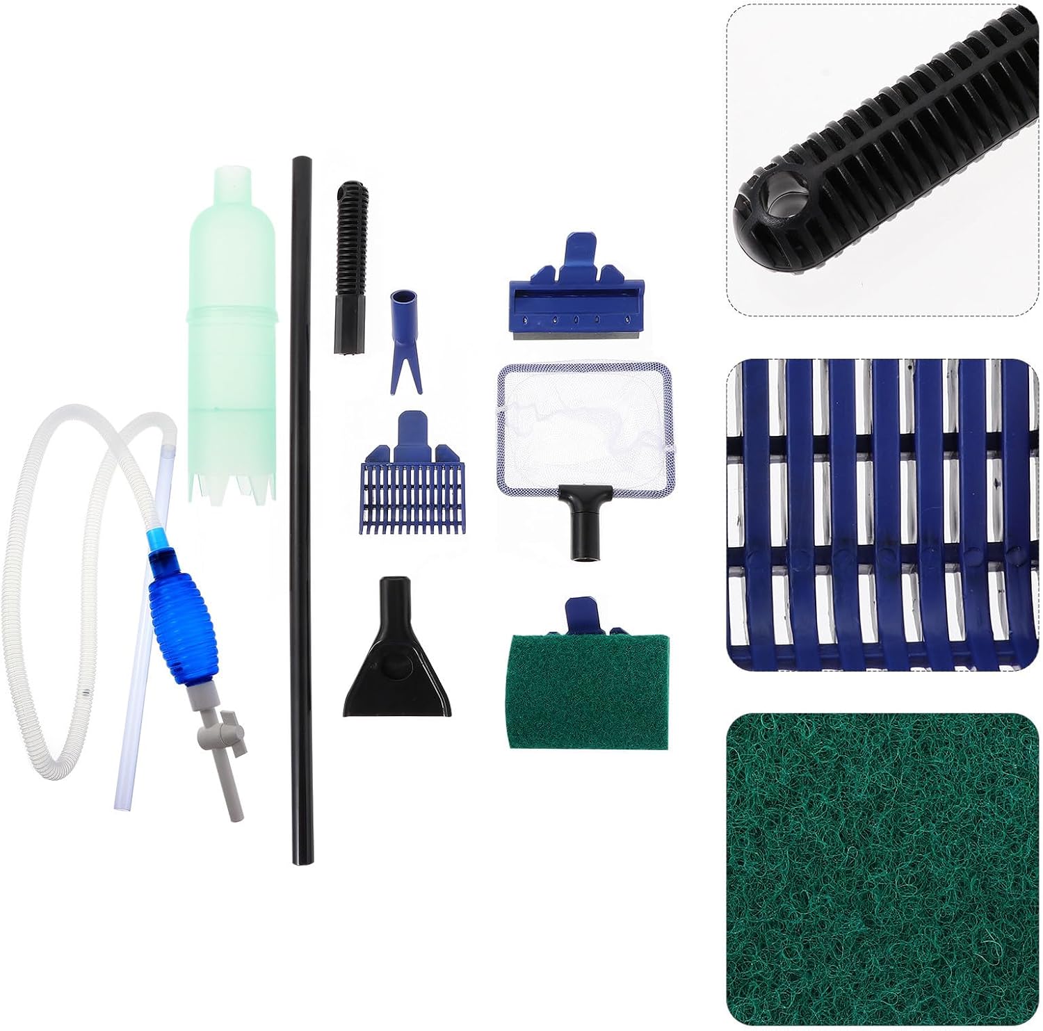 Fish Tank Cleaning Tool Set Plastic Material with Siphon Cleaner and Long Handle Brush, Adjustable Water Volume Convenient to Use and Water Change for Aquarium Gravel