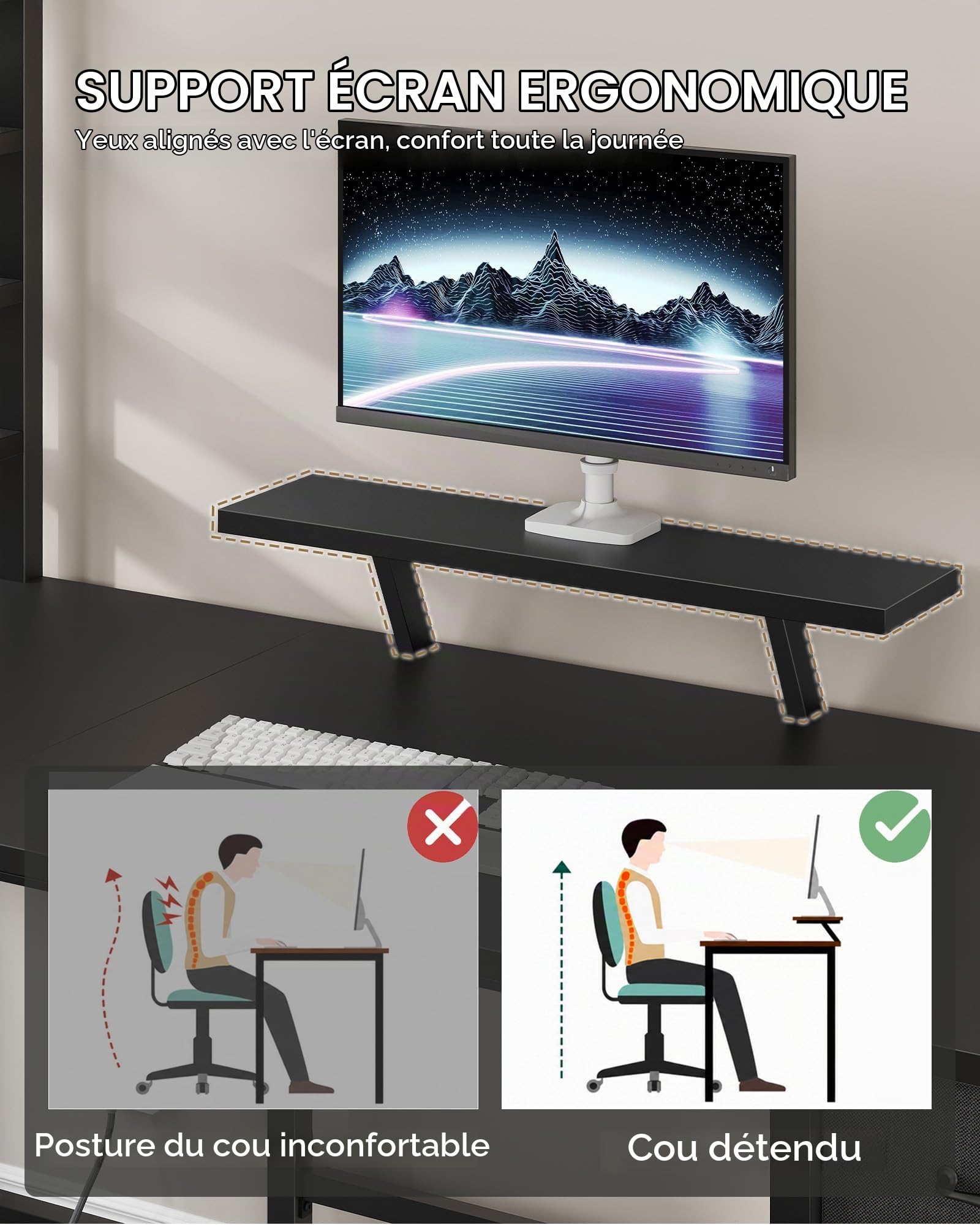 Hzuaneri Bureau Gaming L RGB 156x90cm Noir