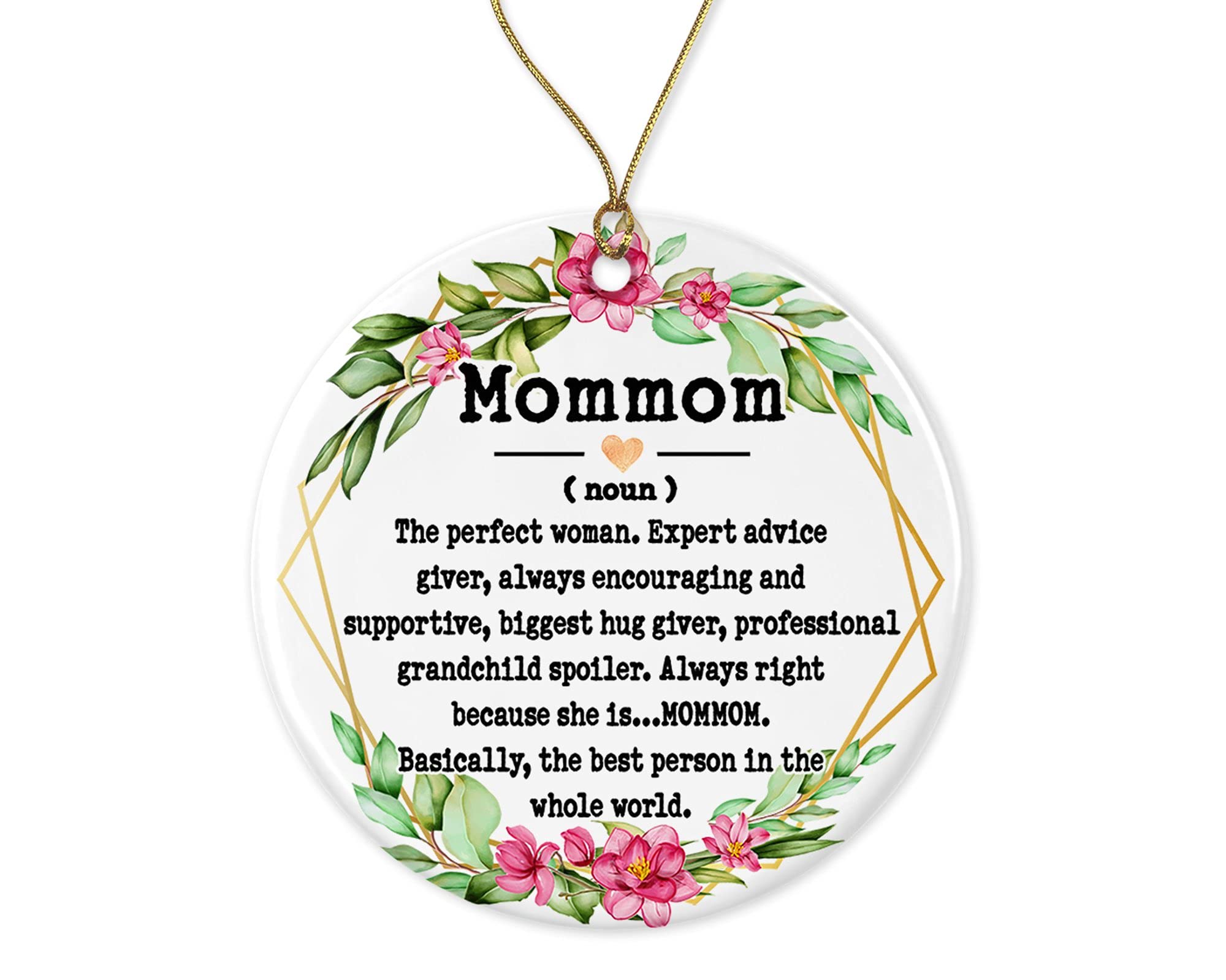 Mommom Christmas Ornament - Mother's Day Gift - Definition Keepsake - Printed on Both Sides