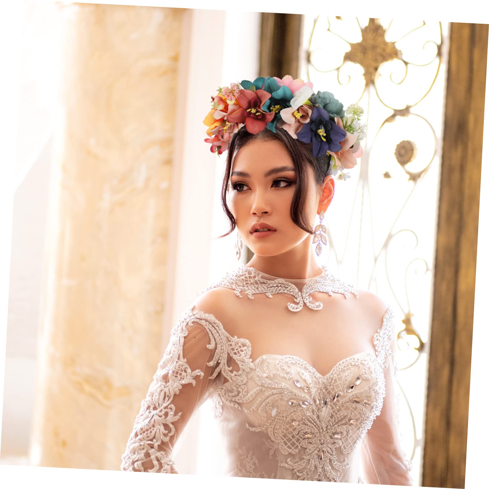 Amazon.co.jp: GARVALON 結婚式やパーティーに最適なある布製花冠 