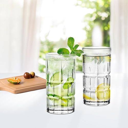 Miniatura 3 de Vasos Highball de 10 onzas, juegos de 6 piezas de vidrio alto, cristalería de agua de cristal sin plomo para whisky, cóctel