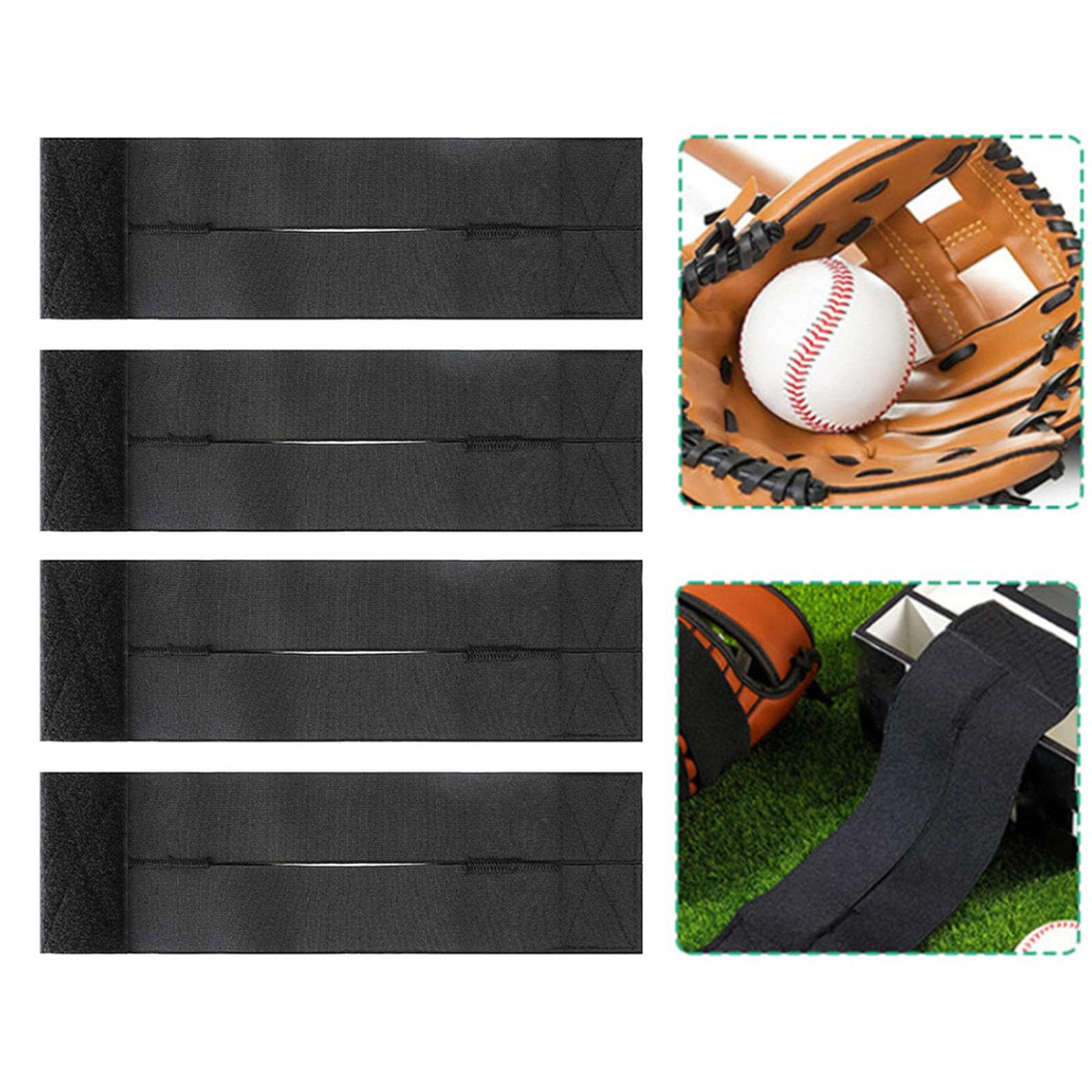 4Pcs Baseball Glove Wrap Lacing Strap Baseball Equipment Wrap Adjustable Elastic Bands Baseball Glove Strap with Sticker