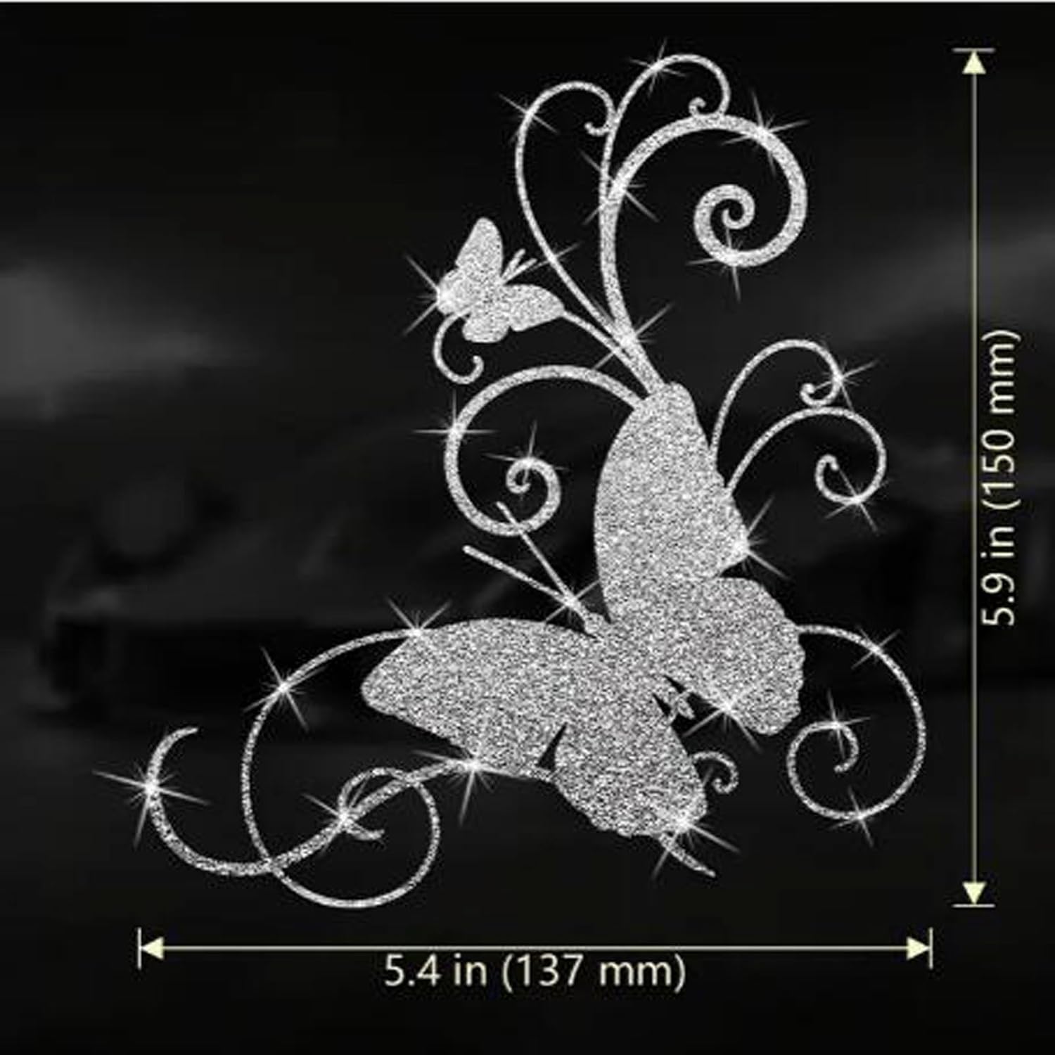 2pcs Butterfly Flower Sparkling Sunflower Self-Adhesive PVC Rainbow Glittery Decal Sticker for Cars, Laptops, Trucks, Motorcycles Wall Window Luggage Scratch Cover Door Multi-Surface Decor Sticker - Image 6