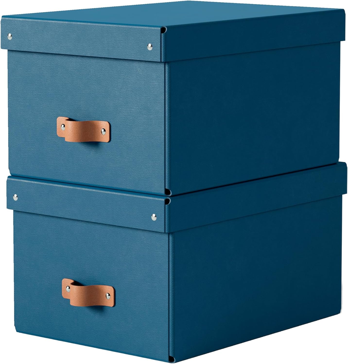 Leitz Puro Medium Storage Boxes with Lid – Set of 2 Durable Storage Box, Compatible with Cube Units & Shelves, 17L Stackable Organiser, Suitable for Home & Office (27 x 37 x 20cm, Ocean Blue)