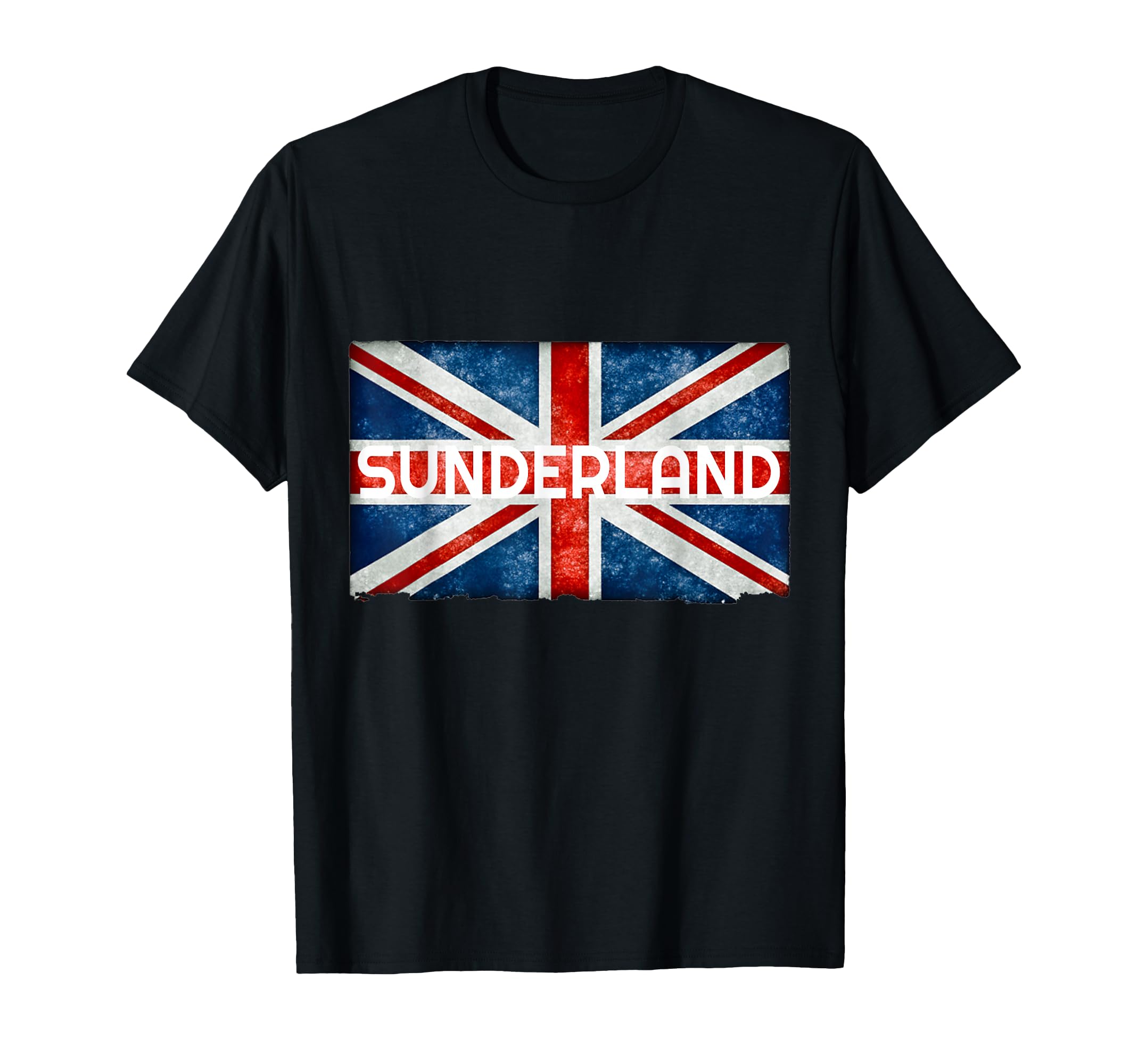 Sunderland England Union Jack Flag T-Shirt, Unisex-Adults, Black, Small, Short Sleeve, Classic Fit