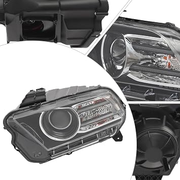 Front Headlight Assembly For 2013-2014Ford Mustang HID/Xenon w/LED DRL, HID Headlight Assembly, Right Passenger Side Replacement Head Light Lamp Assembly Black (Right Passenger Side)