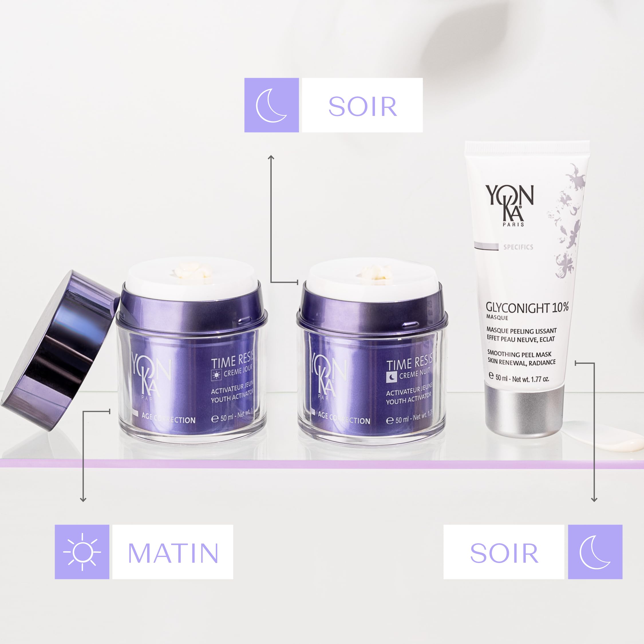 Jugend & Festigkeit Tag/Nacht – Time Resist Tag 50 ml + Time Resist Nacht 50 ml – Anti-Aging-Creme, reduziert Falten & Falten – Jugendaktivator, Hyaluronsäure – 96 % und 90 % natürlicher Herkunft