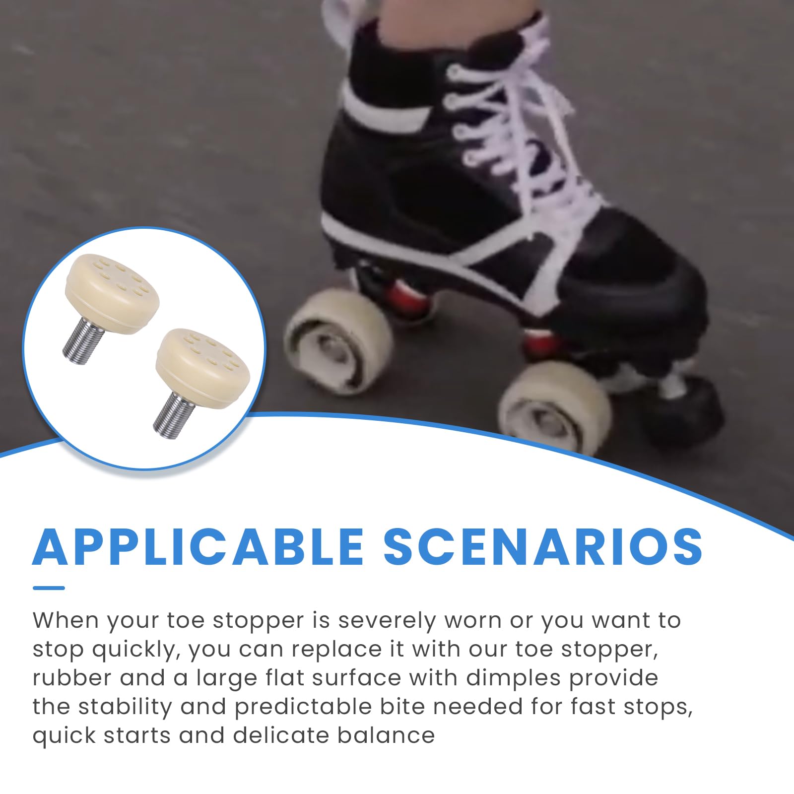 Ciuouient 122922 Rubber Roller Skate Toe Stoppers,Toe Stops can Grip on Any Surface, from Wood to Asphalt - 2PCS