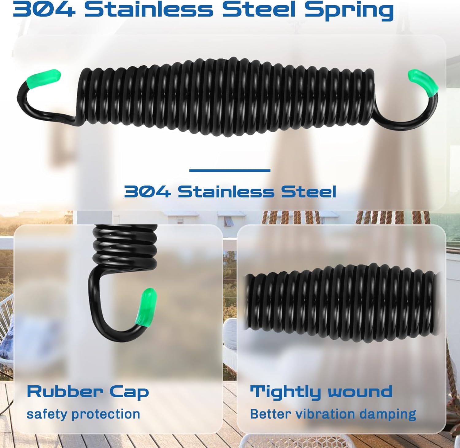 2Pack Premium Porch Swing Springs,1300lb Heavy Duty Springs, Rust Resistant Swing Springs, Spring for Swing Hammock Hanging Chair Spring for Hammock Spring,Porch Swings,Indoor Outdoor Hanging Kit
