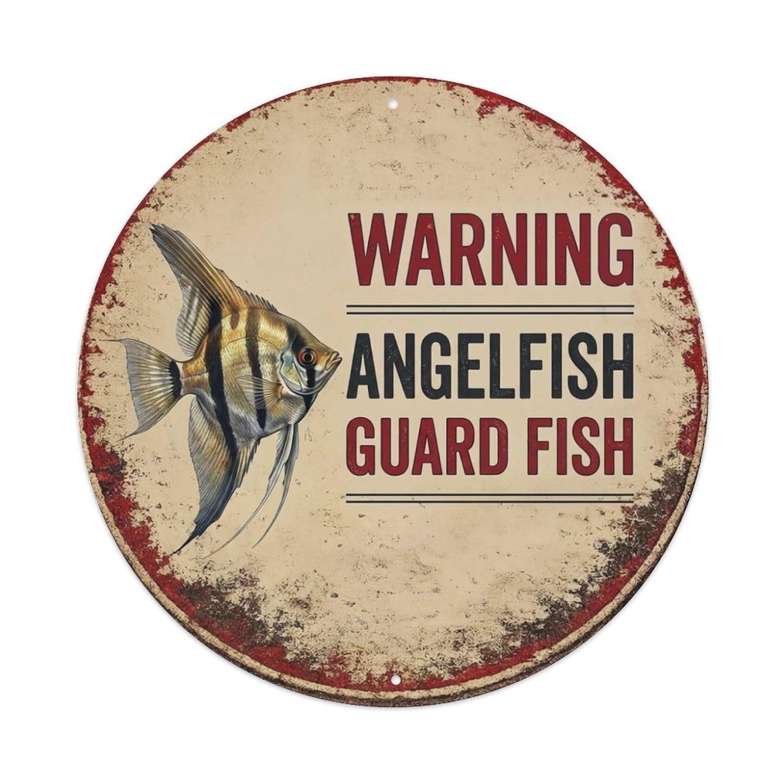 Tgrcjimh Style Metal Tin Sign Vintage Warning Angelfish