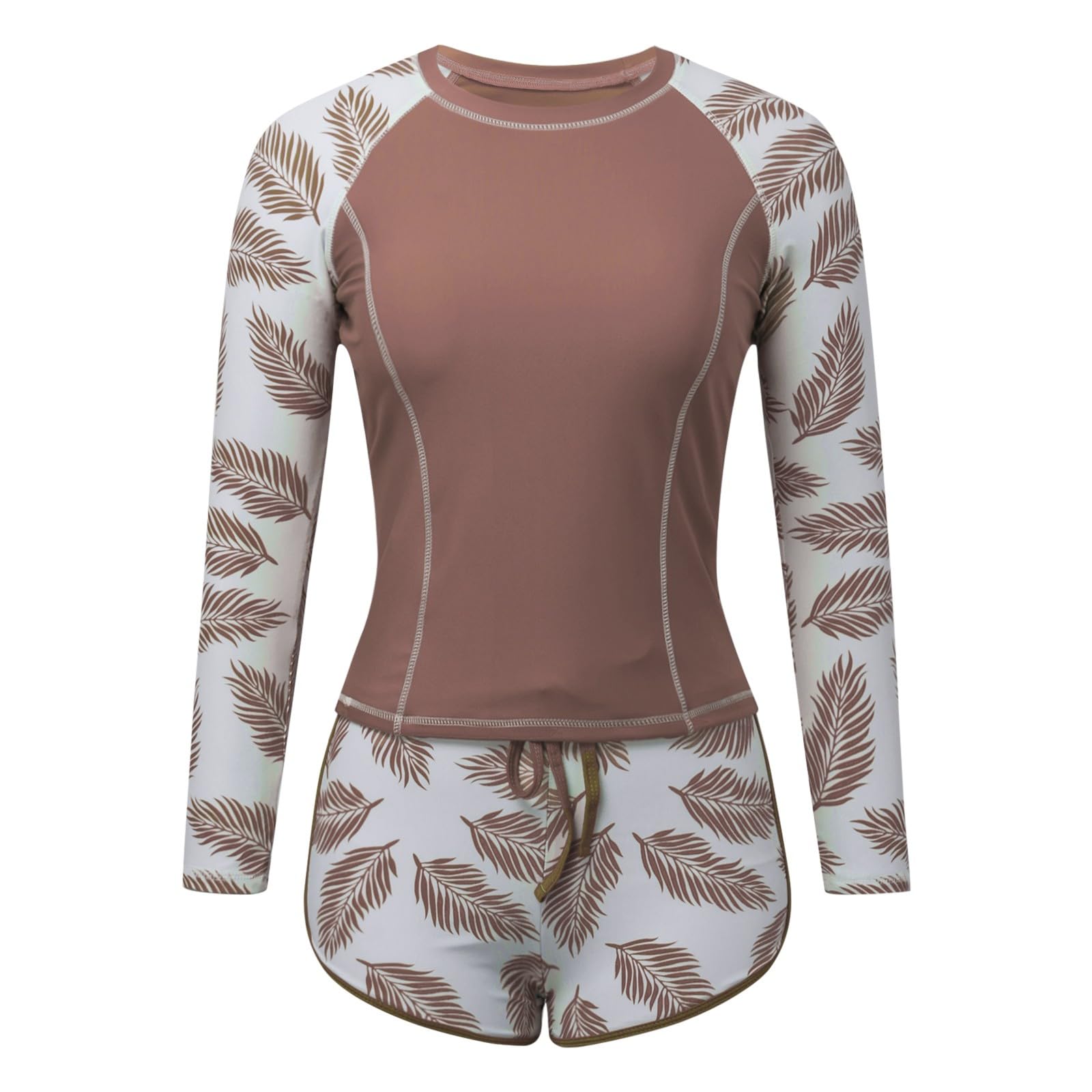 Generisch 2-teiliger Damen-Rashguard mit integriertem BH Badeanzüge mit UPF 50+ Boyshort-Hose