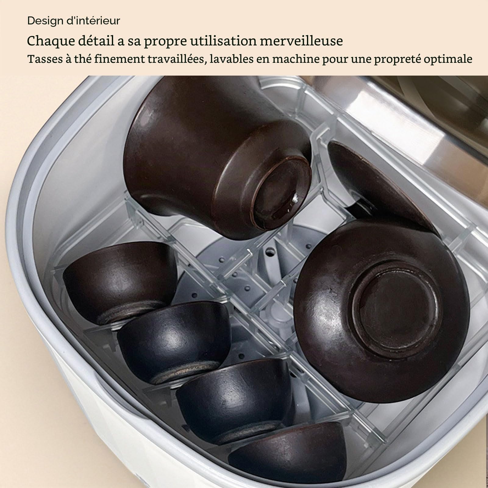 Mini Lave-vaisselle Compact Nettoyeur de Tasses USB Rechargeable Lavage Rapide 15 Minutes Plus 5 Capacité 4 Litres Usage Bureau Maison