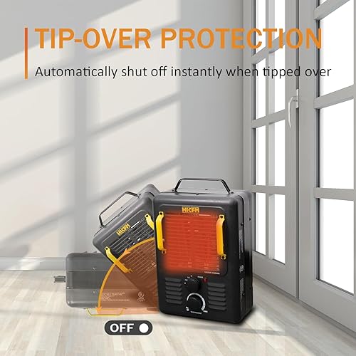 Miniatura 3 de HICFM Calentador de espacio industrial forzado por ventilador de 240 V, 5600 W, calienta hasta 600 pies . con función de solo ventilador, cable de 6