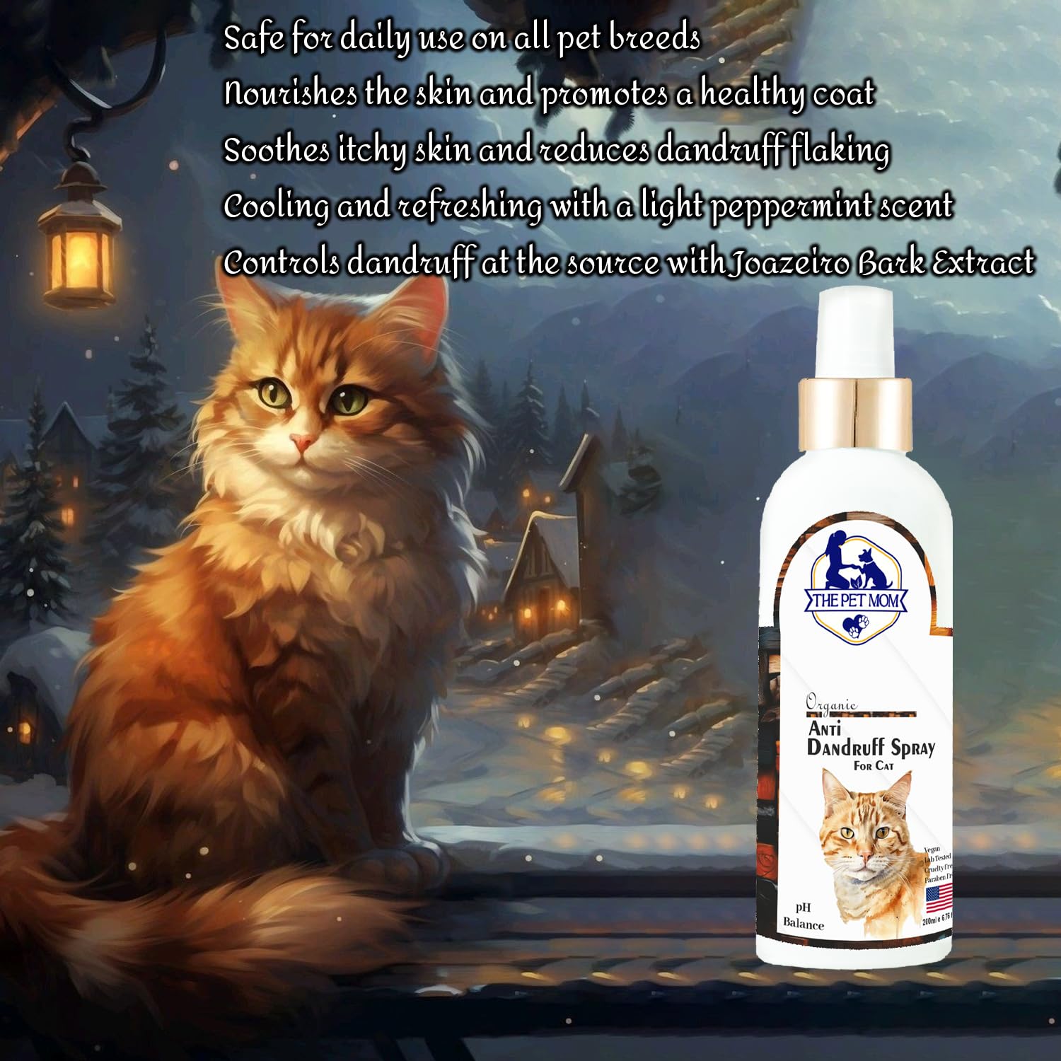 The Pet Mom Anti-Dandruff Spray for Cat, Kitten | Cat Anti Dandruff Spray | Soothing Relief for Itchy Skin & Say Goodbye to Dandruff | Anti-Dandruff & Itch Spray for All Cat Breed β 200ml 2